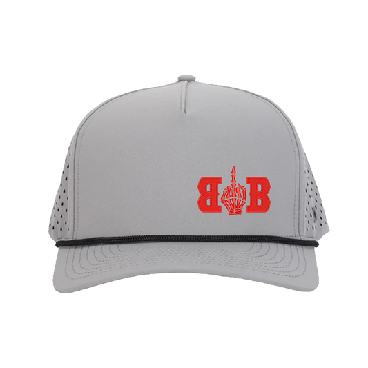 Grey Signature Hat (5 panel) w/ Black Rope - Multiple Designs