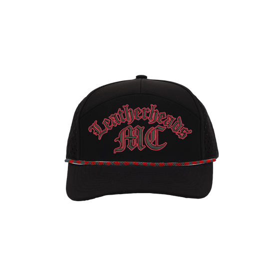 Black Tradesman Hat (7 panel) w/ Red and Black Rope - Multiple Designs