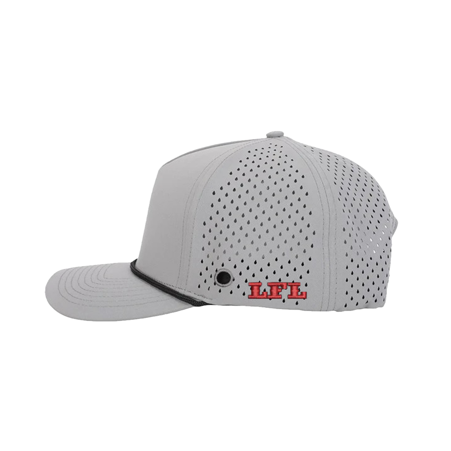 Grey Signature Hat (5 panel) w/ Black Rope - Multiple Designs