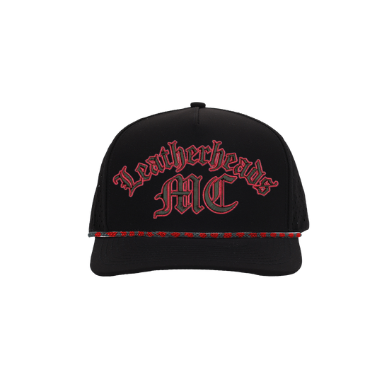 Black Signature Hat (5 panel) w/ Red and Black Rope -  Multiple Designs